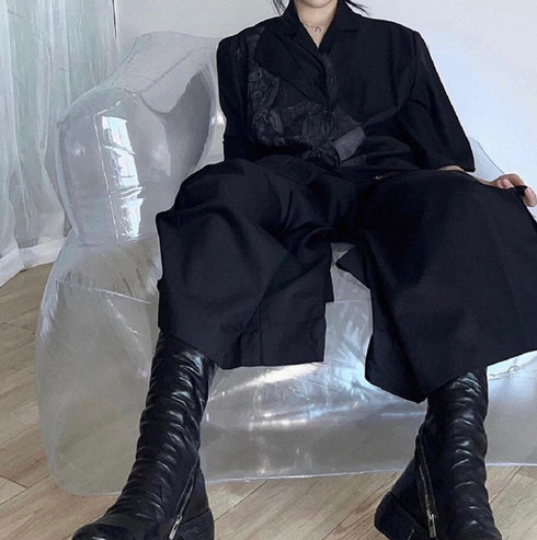 中性的 袴パンツ ブラック モダン /ユニセックス ・メンズ モレビー|モード系ファッションブランド